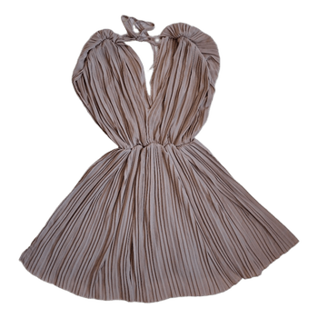 Beige pleated dress