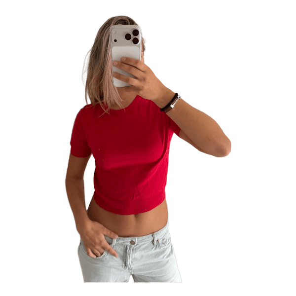 Red knit top