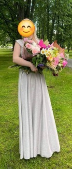 Silver glitter evening dress