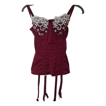 Burgundy floral lace bustier