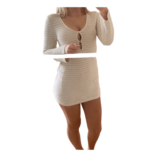 Beige strikket kjole