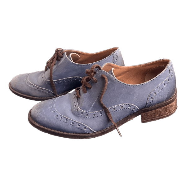 Blue leather oxford shoes