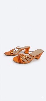 Orange metallic mules