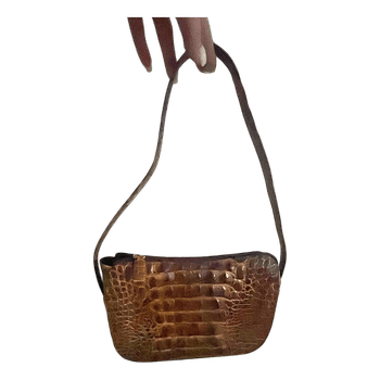 Brown croc-effect handbag