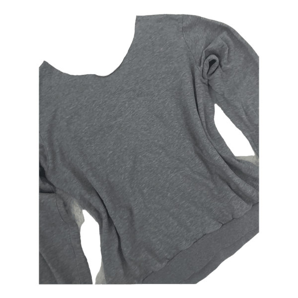 Grey scoop neck sweatshirt off shoulder