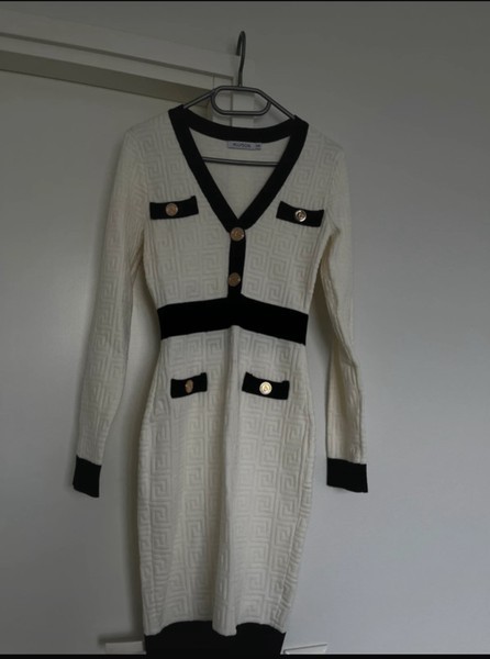 White knit midi dress