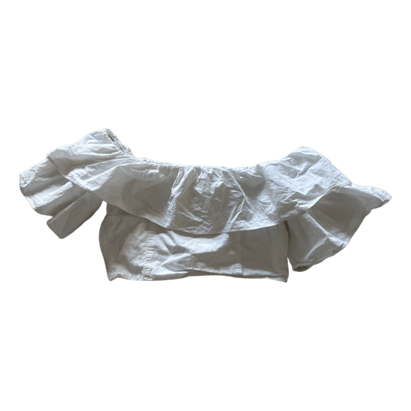 Vit blus med rynkade detaljer