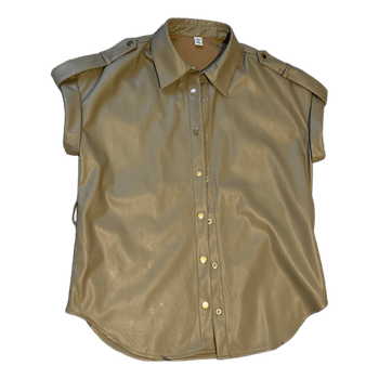 Beige faux leather shirt