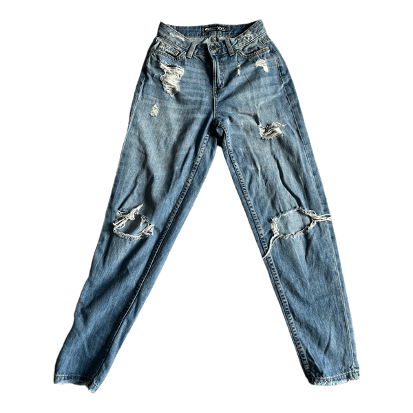 Blue distressed jeans