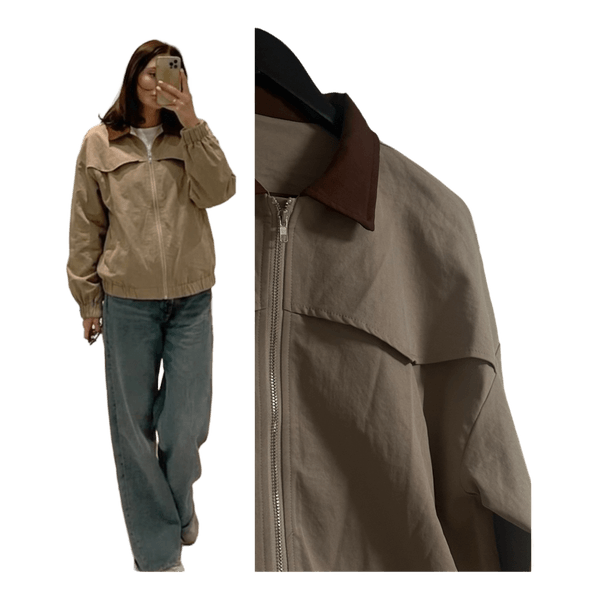 Beige zip-up jacket bomber