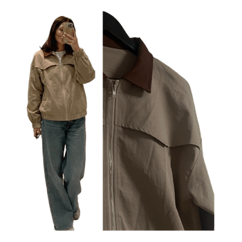Beige zip-up jacket bomber