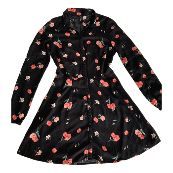 Black floral shirt dress