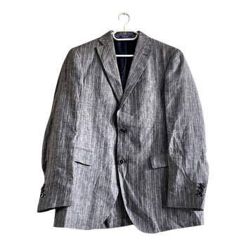 Monte Napoleone Men's Linen Blazer Jacket Size 50 Grey Pinstripe Made in Italy