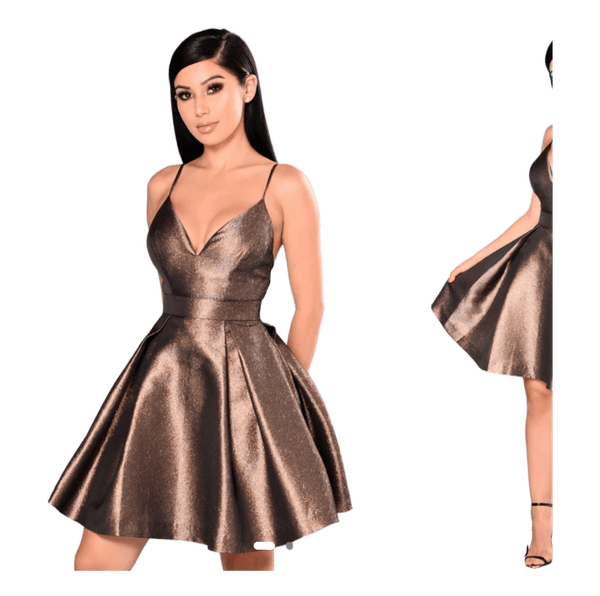 Bronze metallic mini dress size M