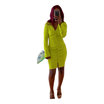 Lime green shirt dress
