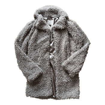 Grey faux fur coat