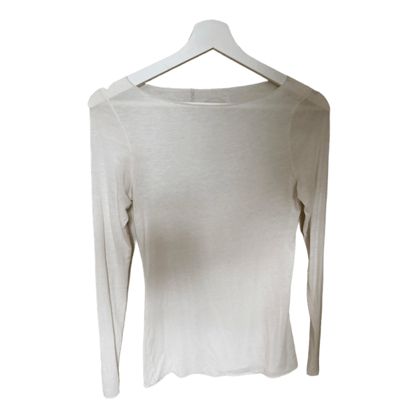 White long-sleeved top