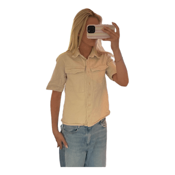 Beige kortærmet skjorte