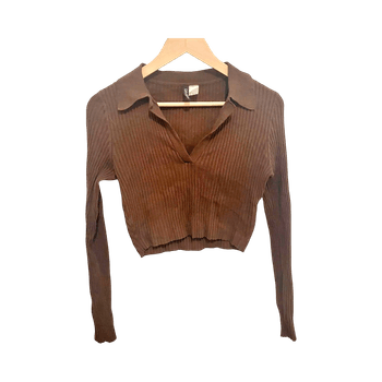 Ruskea ribattu cropped paita