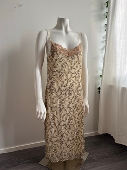 Beige floral lace dress