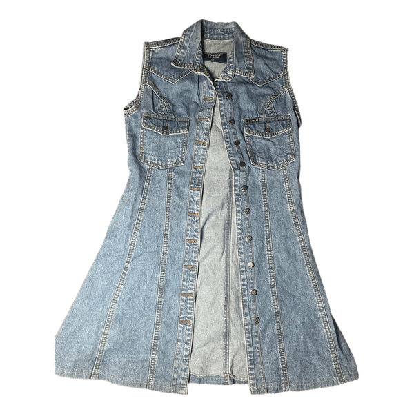 Blue denim sleeveless dress