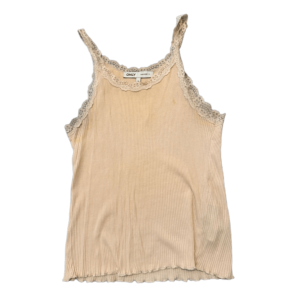 Beige ribstrikket Only top