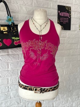 Y2K pink crystal embellishment tank