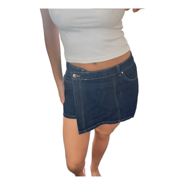 Mørkeblå denim skort