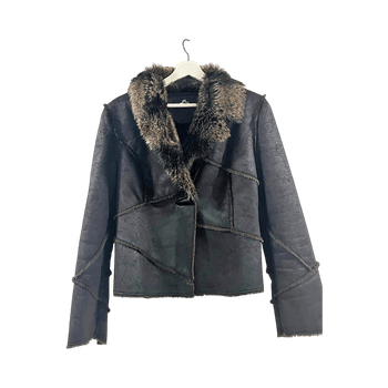 Brown faux fur collar jacket