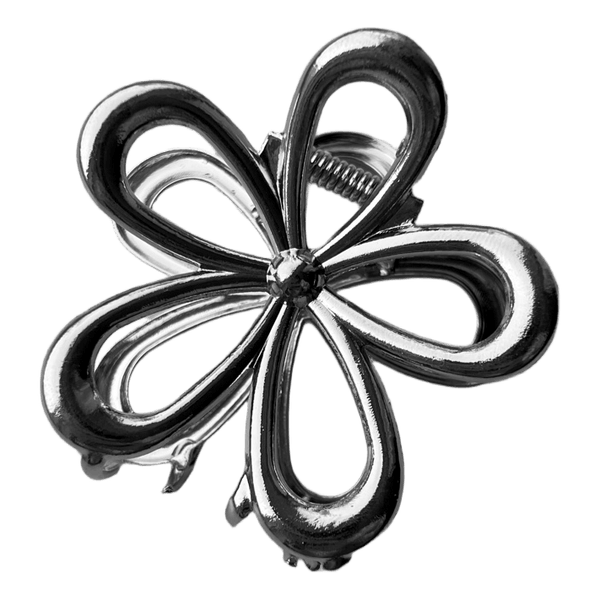 Silver flower hair claw clip