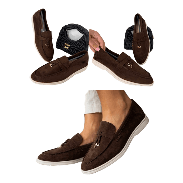 Brown suede loafers