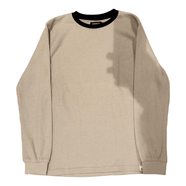 Beige langærmet vaffeltrøje