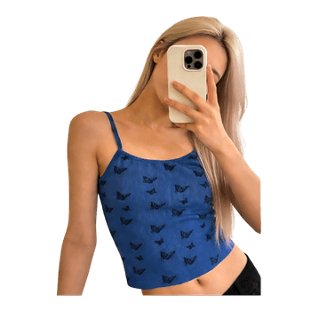 Blue butterfly cami top