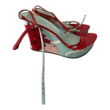 Karen Millen red floral wedges