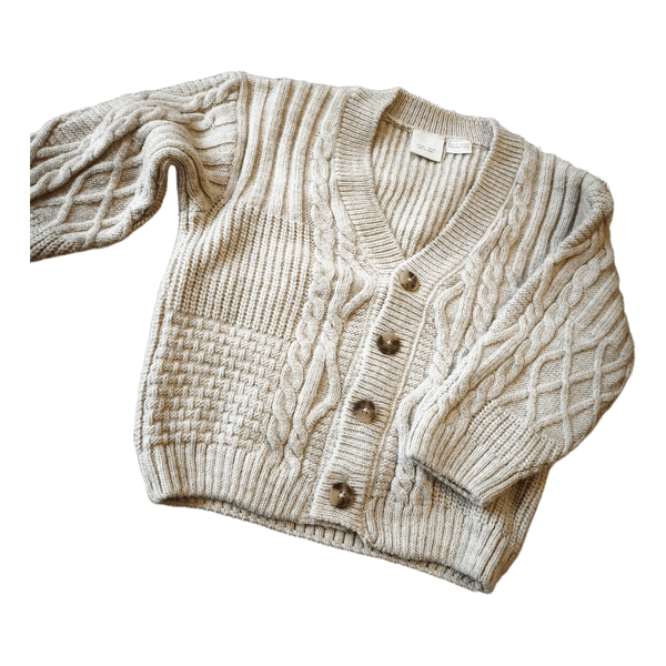 Beige cable knit cardigan