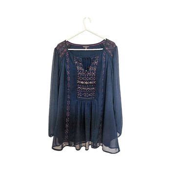 Black embroidered long sleeve blouse