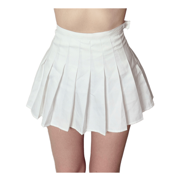 White pleated mini skirt