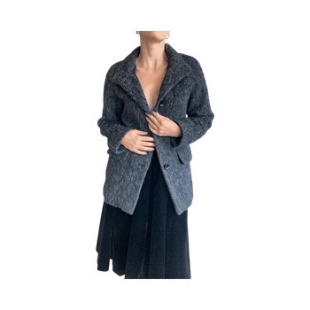 Gray fuzzy wool coat