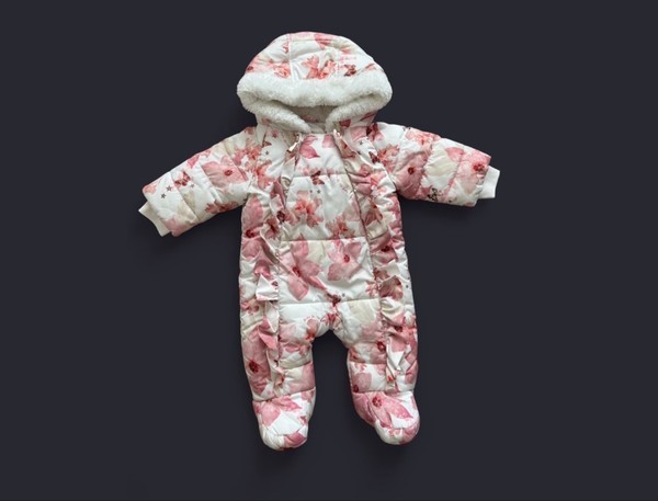 Snowsuit Pink Floral Print 0-3 months