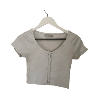 Cropped button rib top