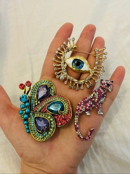 Set of three unique brooches