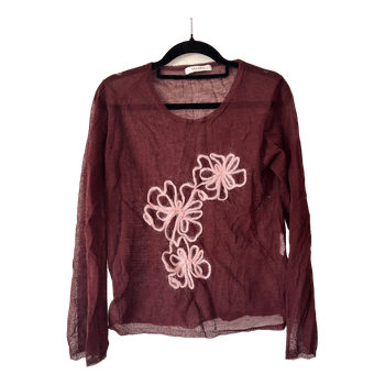 Burgundy floral knit top