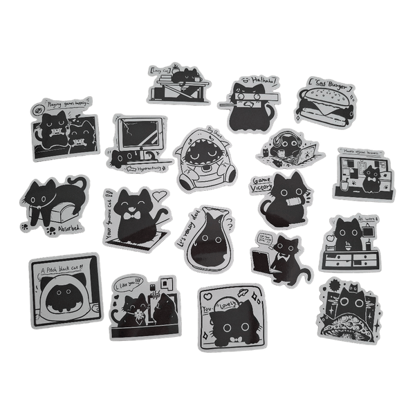 Lot de stickers chat noir et blanc