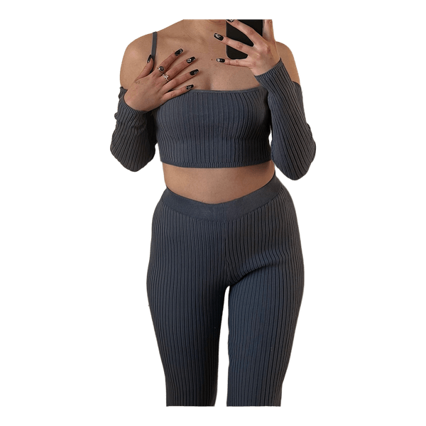 Grey ribbed knit set