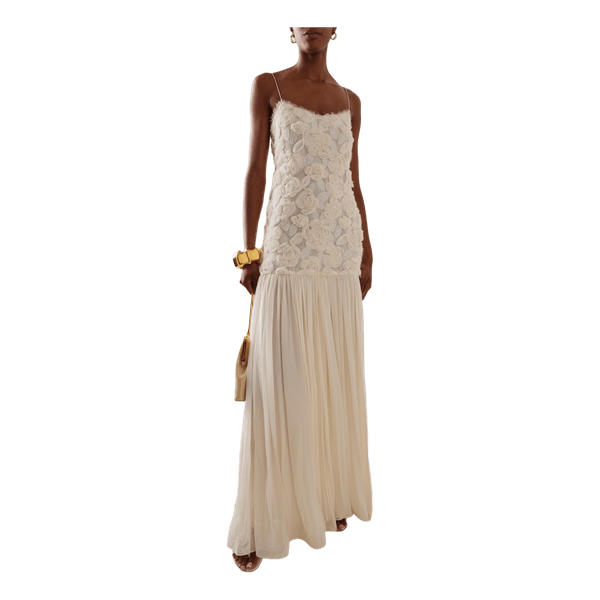 Cream floral embroidered maxi dress