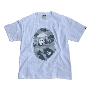 Bape Grey Camo Big Ape Head Tee - Size M