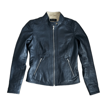 Massimo Dutti navy leather jacket