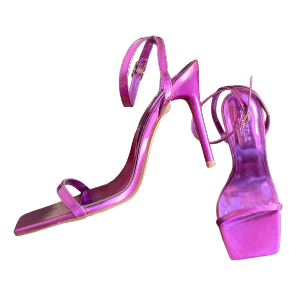Purple glossy stiletto heels by Truffle Collection