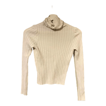 White ribbed turtleneck top