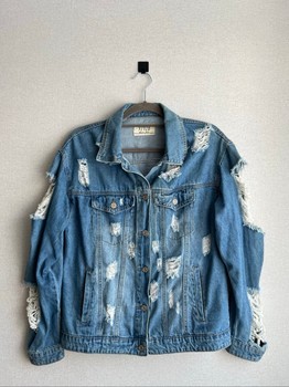 Blue distressed denim jacket